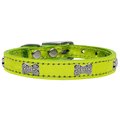 Mirage Pet Products Crystal Bone Genuine Metallic Leather Dog CollarLime Green Size 12 83-113 LgM12
